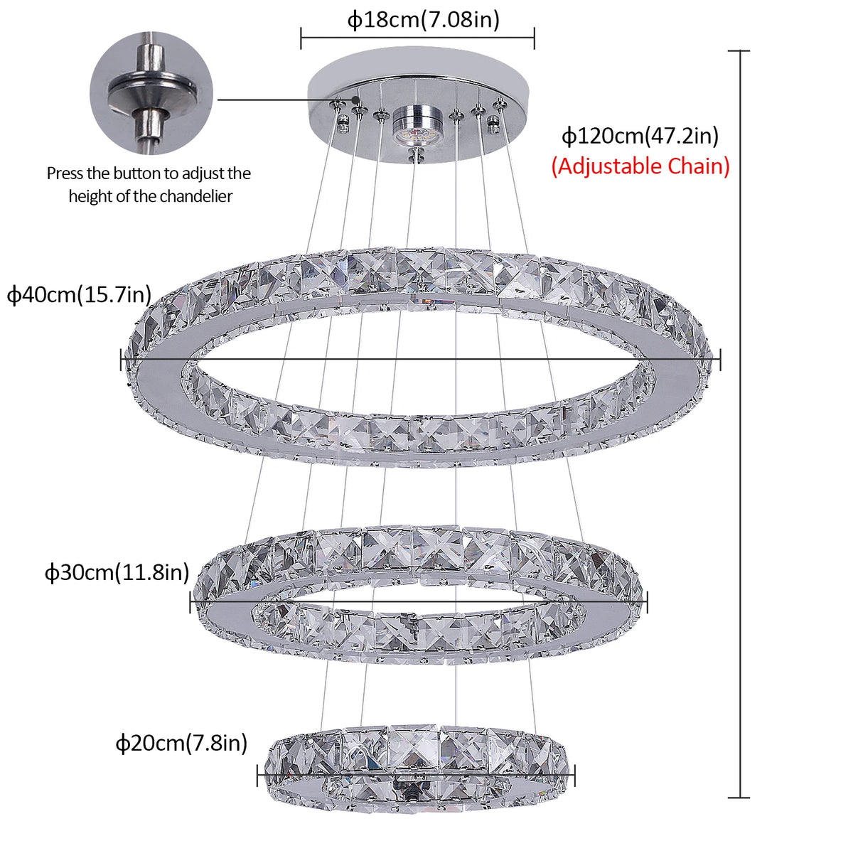 French Crystal Chandelier LED Dining Room Ceiling Light