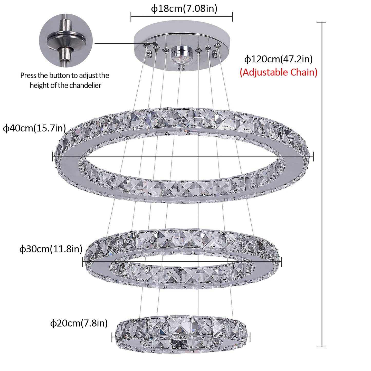 French Crystal Chandelier LED Dining Room Ceiling Light