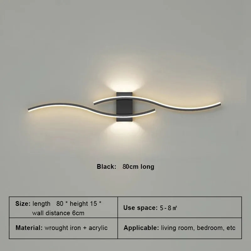Modern LED Strip Wall Light TV Background Bedroom Living Room Lamp