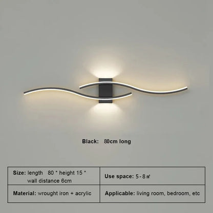 Modern LED Strip Wall Light TV Background Bedroom Living Room Lamp