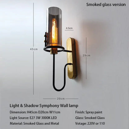 Vintage Industrial Crystal Wall Sconce for Bedrooms