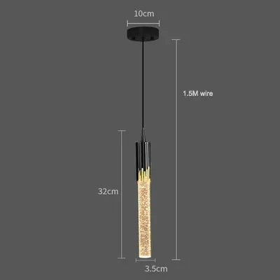 Nordic Crystal Pendant Light LED Bedroom Hanging Lamp