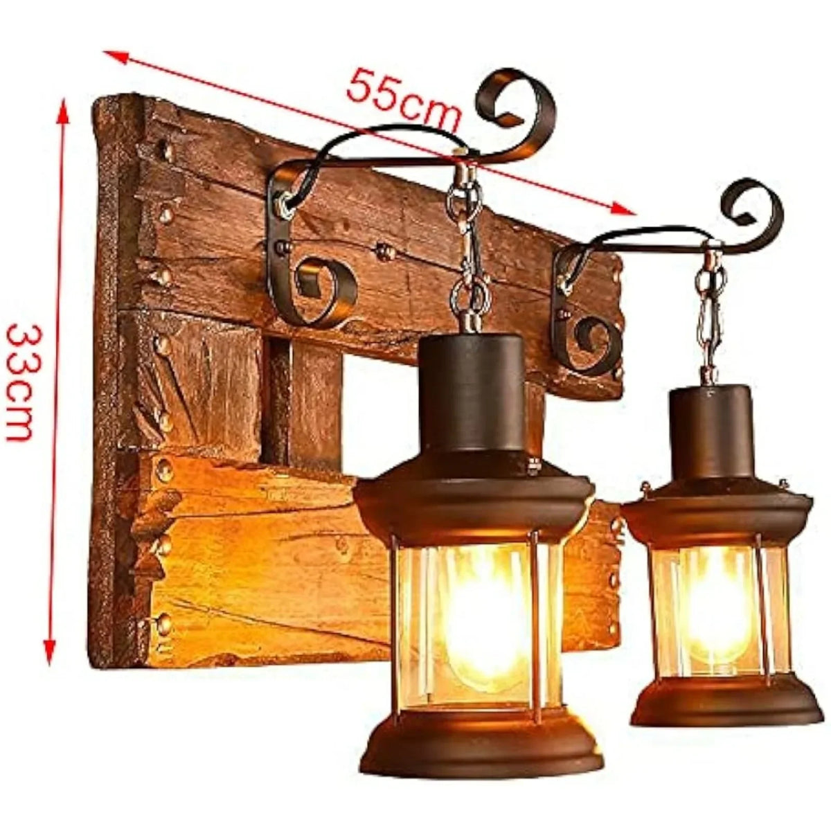 Antique Wooden Wall Sconce with Glass Shade