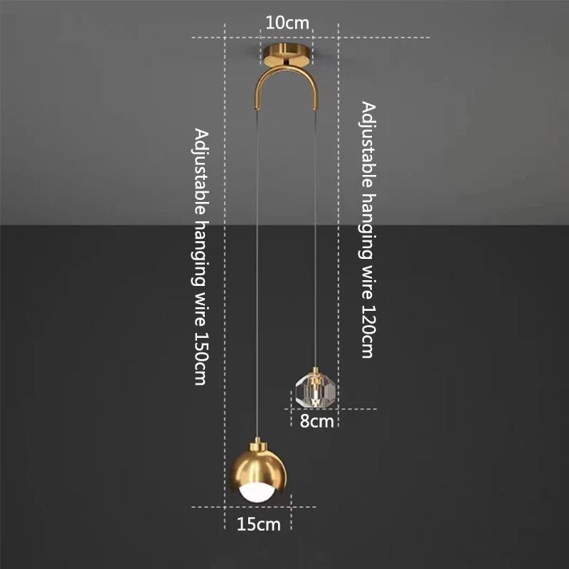Glass Ball Pendant Lamp Modern Bedroom Bedside Hanging Light