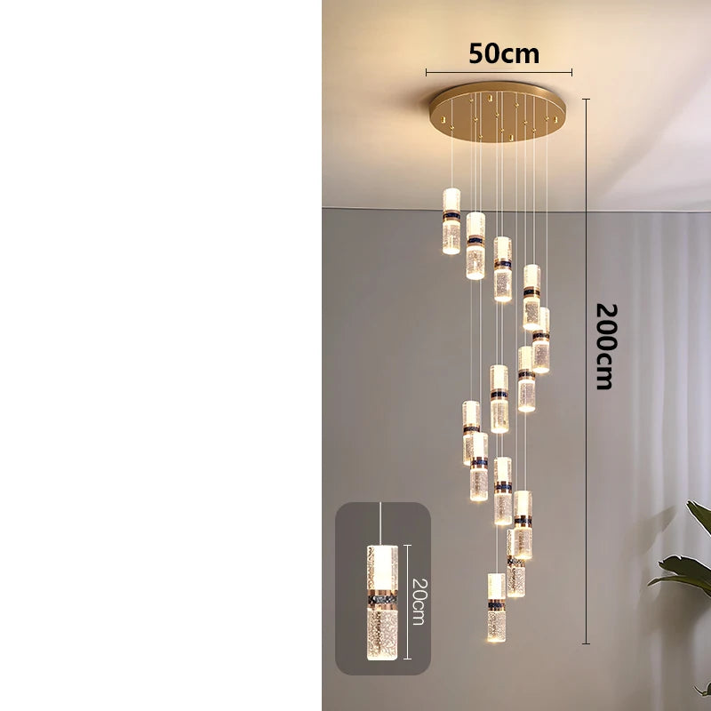Luxury Crystal Staircase Chandelier for High Ceilings