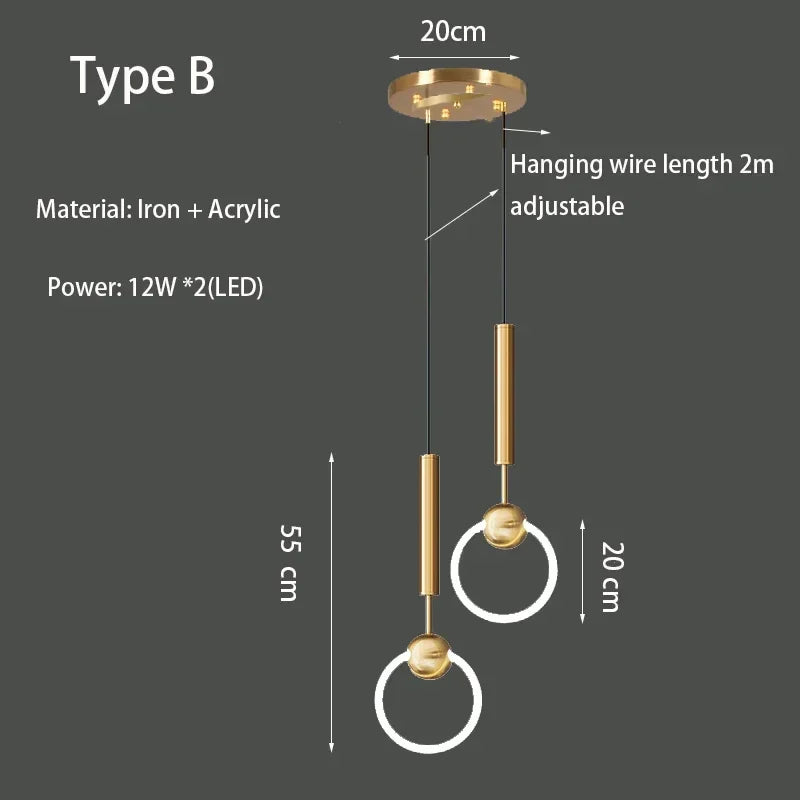 Minimalist Pendant Lamp Nordic Bedroom Bedside Hanging Light
