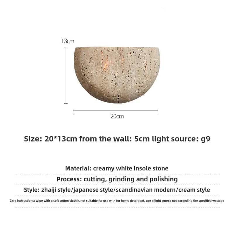 Wabi Sabi Stone Wall Lamp Bedroom Living Room Sconce