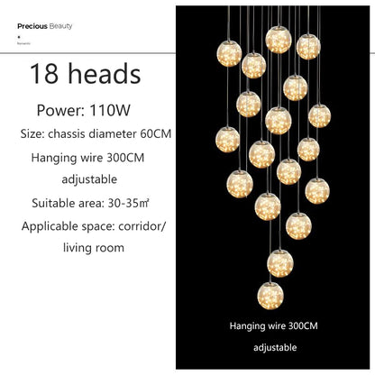 Modern Glass Ball Chandelier for Living Rooms