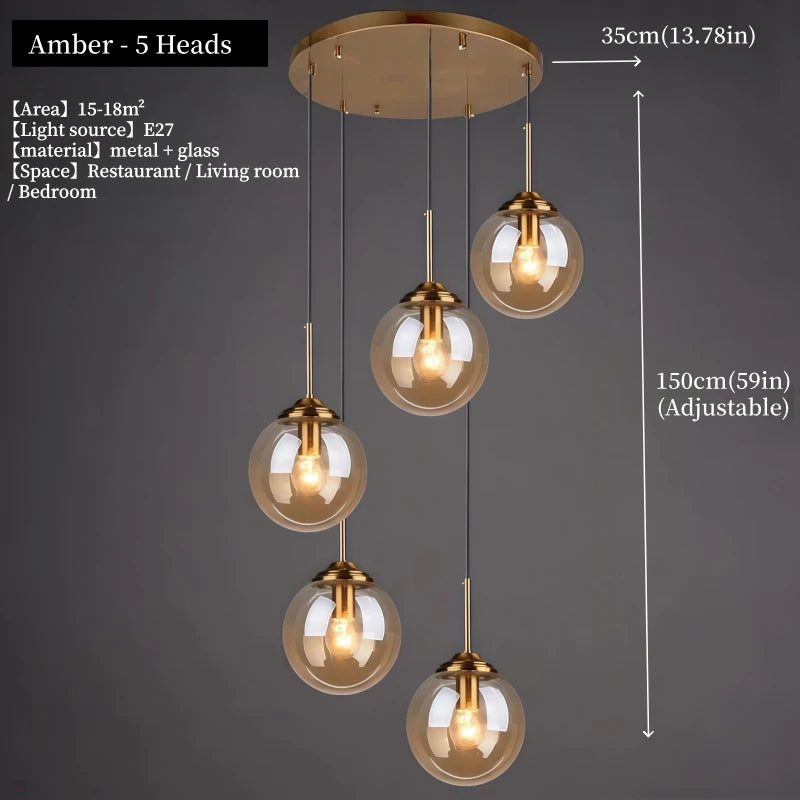 Modern Luxury Glass Pendant Light Nordic LED Hanging Lamp
