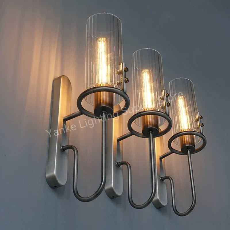 Vintage Industrial Crystal Wall Sconce for Bedrooms