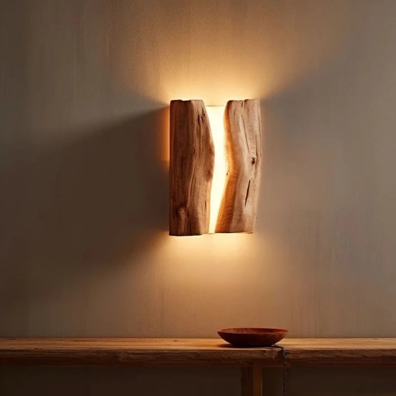 Wabi Sabi Solid Wood Wall Lamp for Cozy Interiors