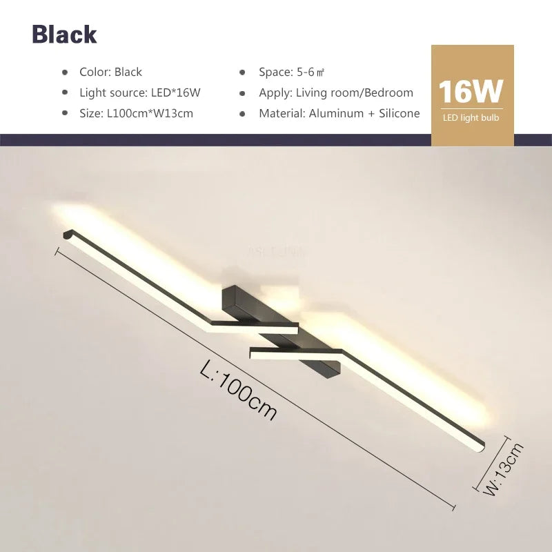 Modern LED Line Ceiling Light Living Room Dining Room Fixture