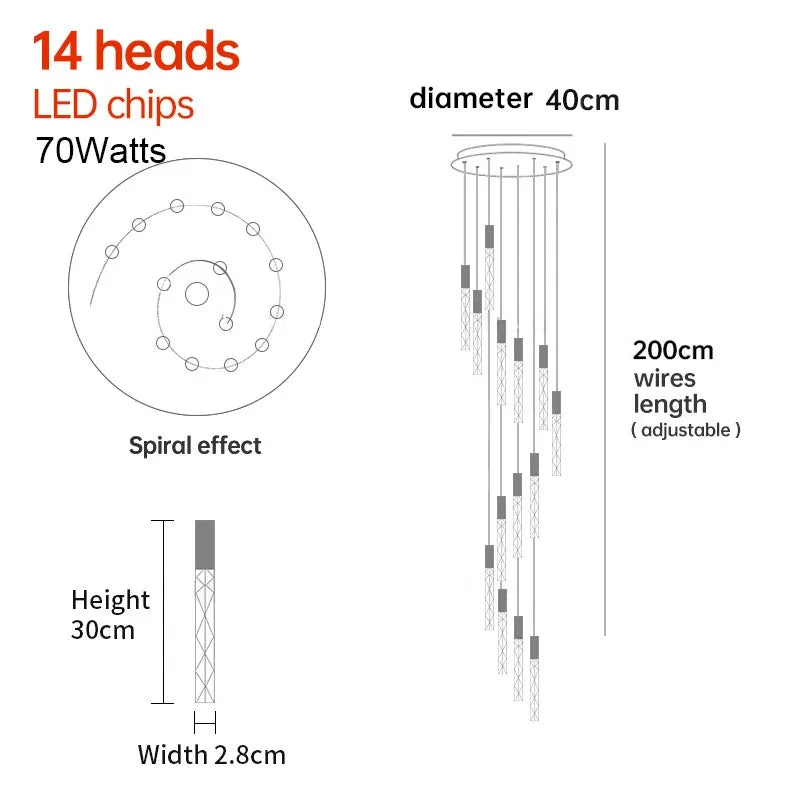 Spiral Crystal Staircase Chandelier for Luxury Interiors