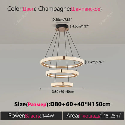 Modern Round Ring Chandelier LED Living Room Bedroom Pendant Light