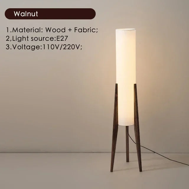 Wabi-Sabi Floor Lamp – Japanese Zen Style Black Walnut Ambient Light