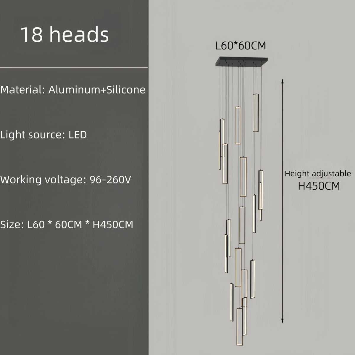 Modern Square Staircase Chandelier for Modern Spaces