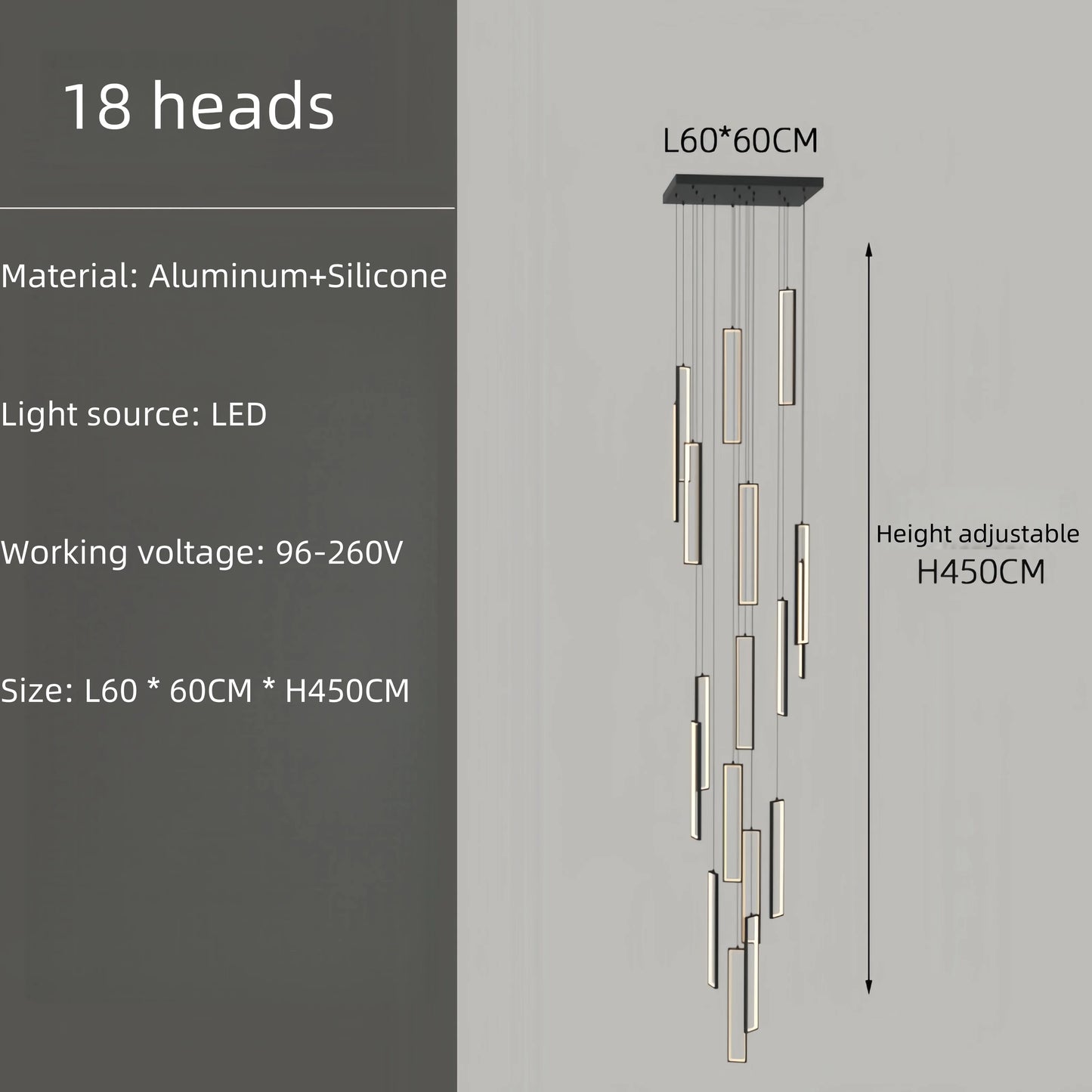 Modern Square Staircase Chandelier for Modern Spaces