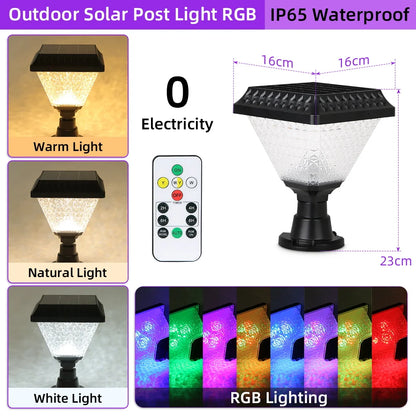 Solar Pillar Light Remote Control Outdoor Garden Wall Lamp