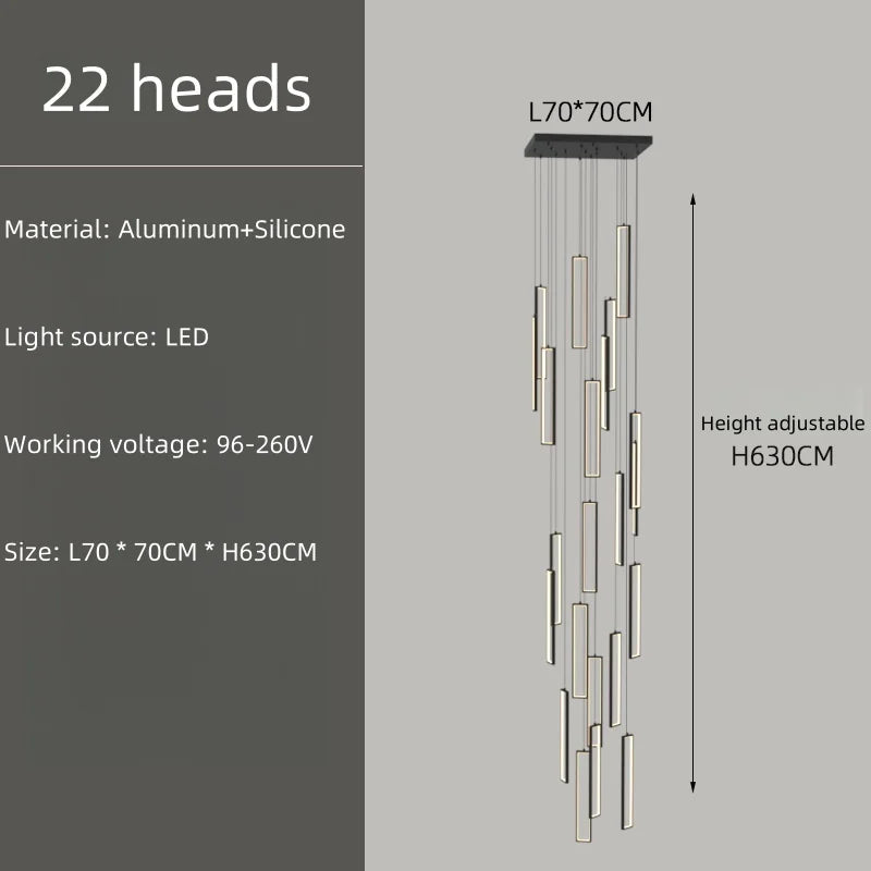 Modern Square Staircase Chandelier for Modern Spaces