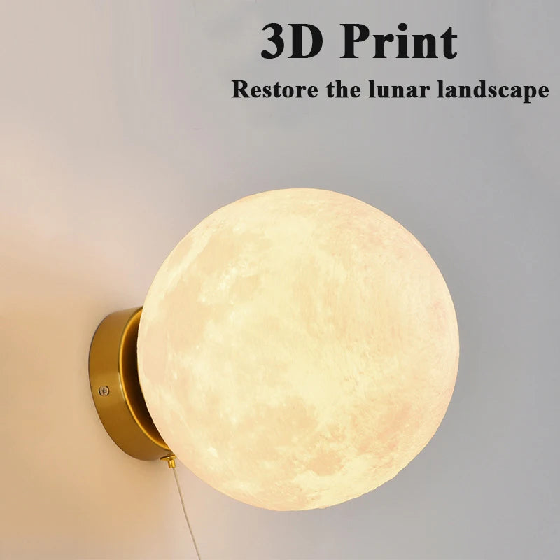 Astronaut Moon Wall Lamp for Kids Bedrooms