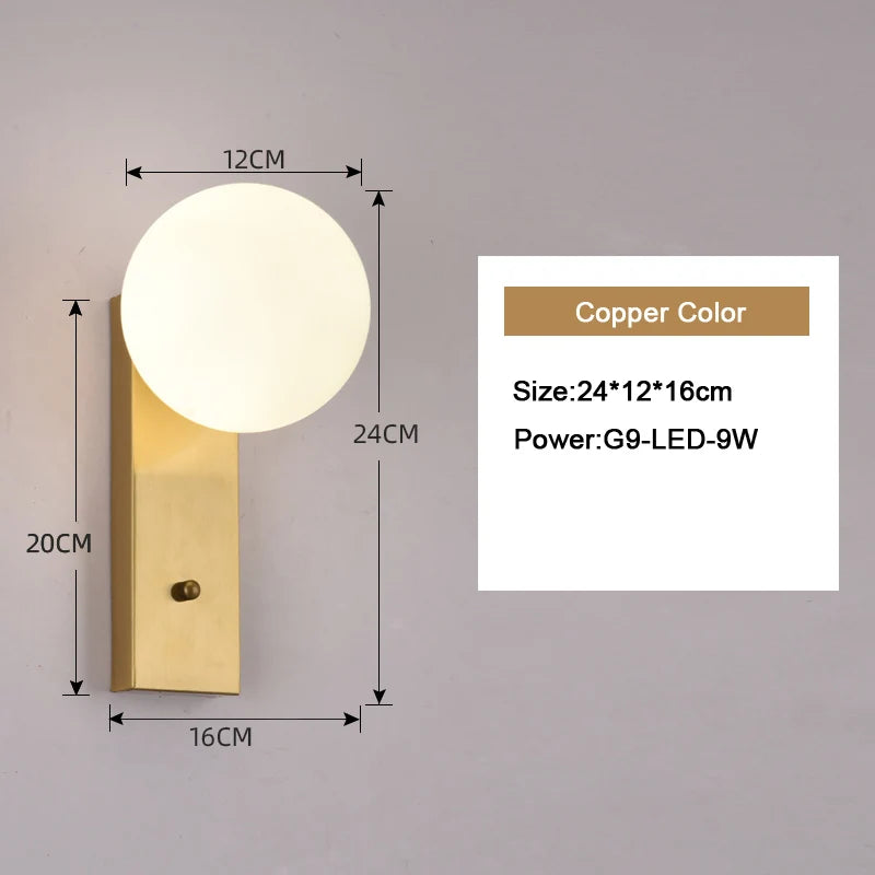 Nordic Glass Ball LED Wall Sconce for Modern Homes