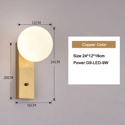 Nordic Glass Ball LED Wall Sconce for Modern Homes