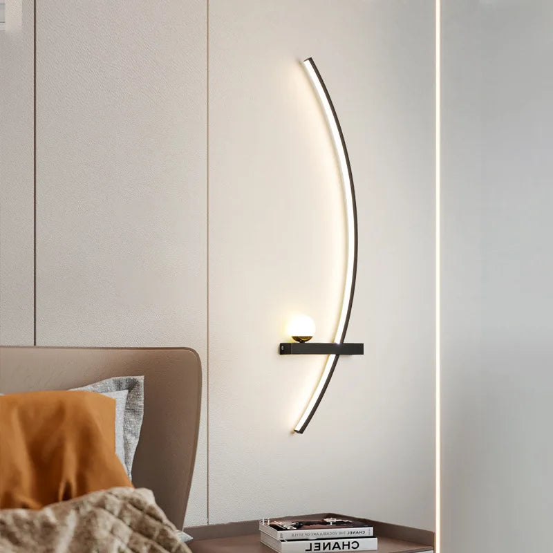 Modern Black LED Wall Light for Bedrooms and Hallways