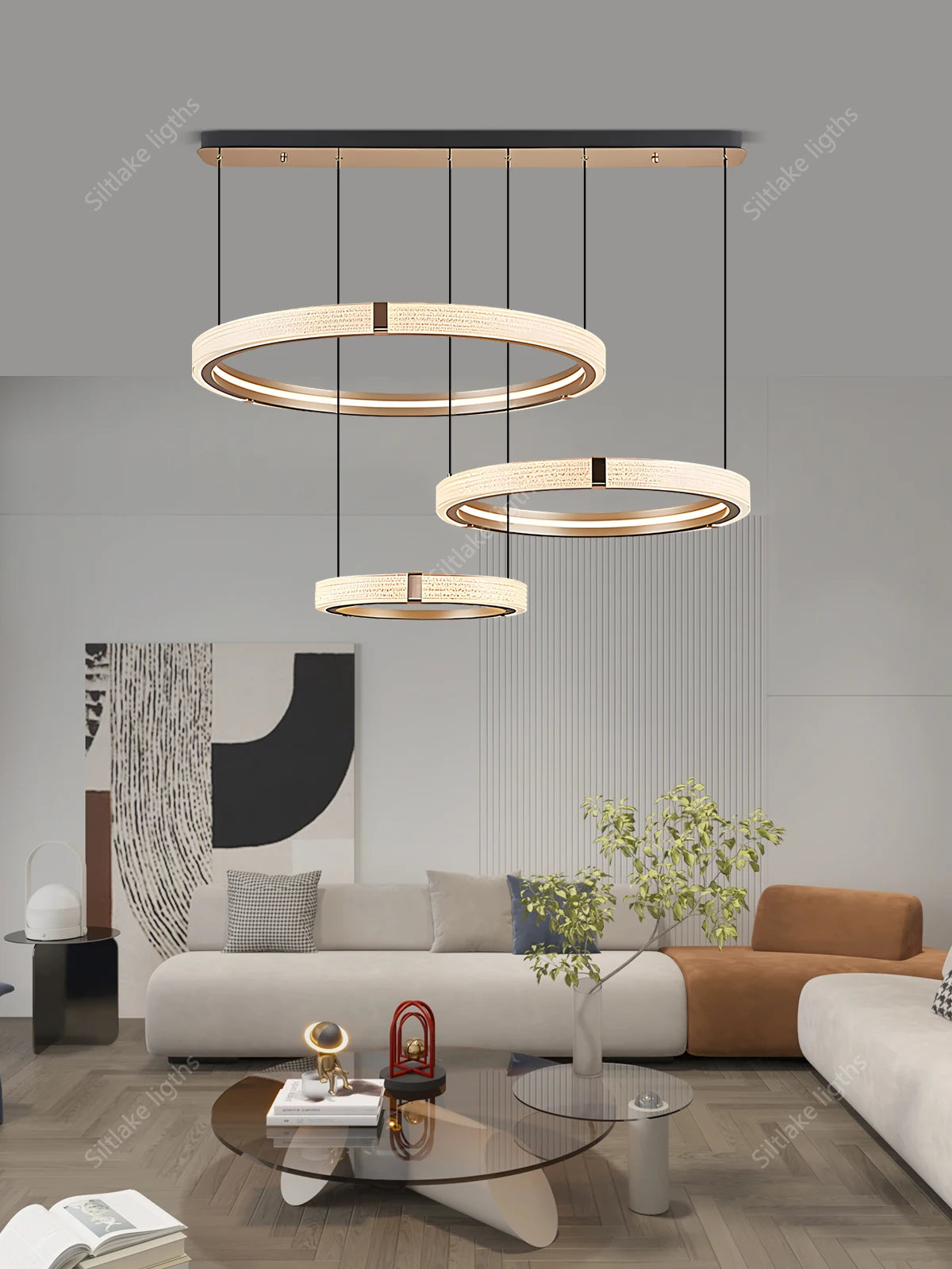 Modern Round Ring Chandelier LED Living Room Bedroom Pendant Light