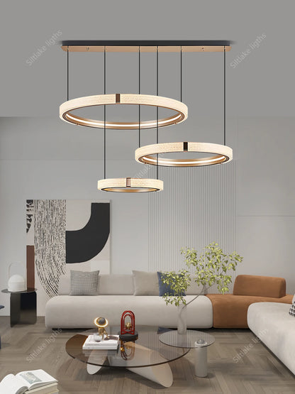 Modern Round Ring Chandelier LED Living Room Bedroom Pendant Light