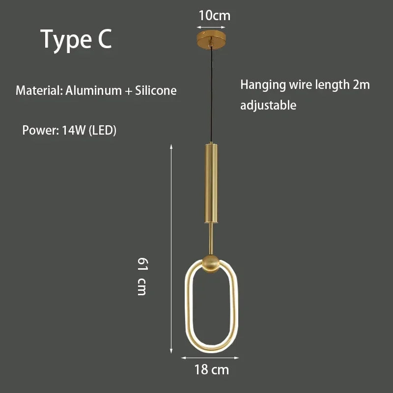 Minimalist Pendant Lamp Nordic Bedroom Bedside Hanging Light