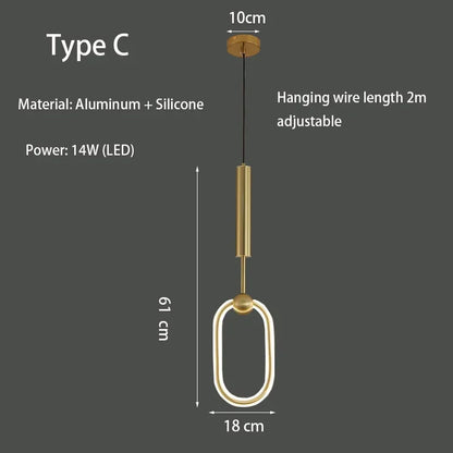 Minimalist Pendant Lamp Nordic Bedroom Bedside Hanging Light