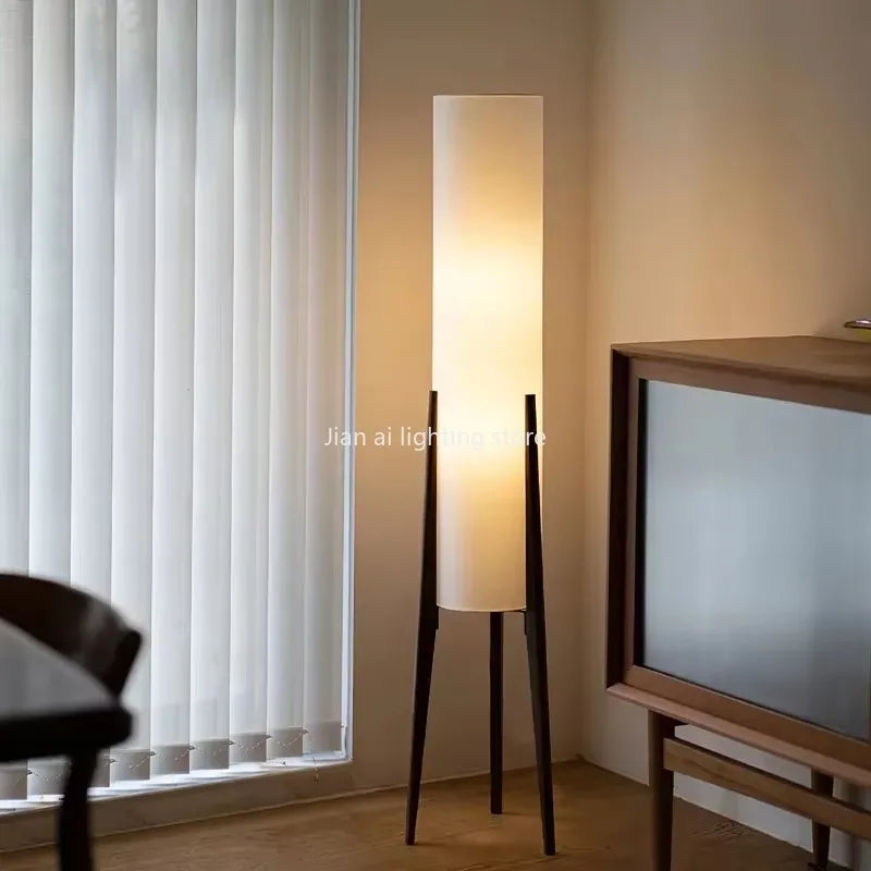 Wabi-Sabi Floor Lamp – Japanese Zen Style Black Walnut Ambient Light