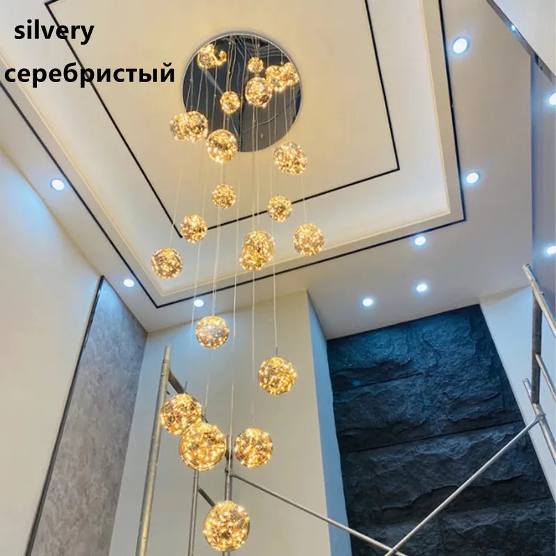 Dimmable Glass Ball Pendant Light for Staircases