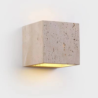 Wabi Sabi Travertine Wall Lamp for Cozy Bedrooms