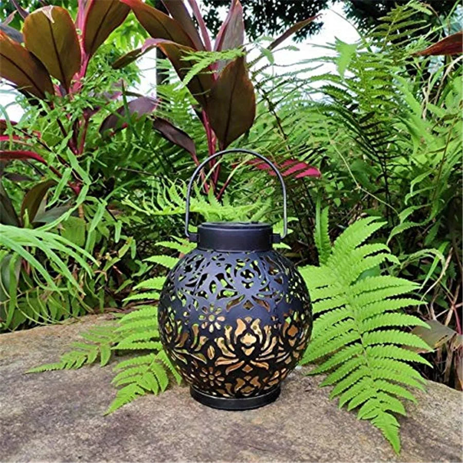 Solar Hanging Garden Lantern with Hollow Projection Design