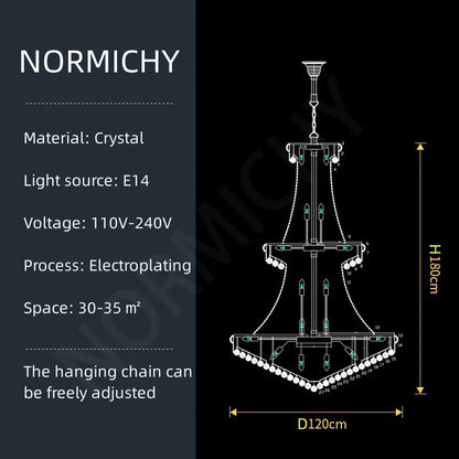 Luxury Crystal Chandelier for Villas and Staircases