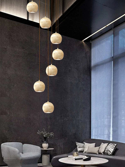 Luxury Stone Pendant Chandelier for Modern Staircases
