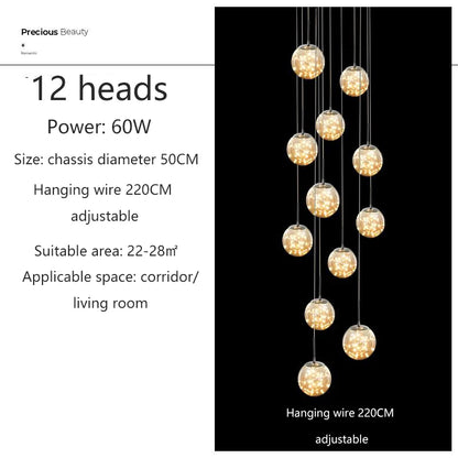 Modern Glass Ball Chandelier for Living Rooms