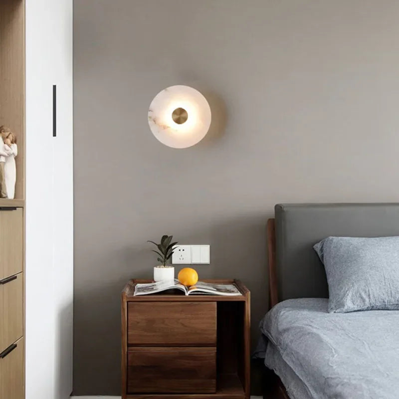 Modern Marble Brass LED Wall Sconce for Hallways