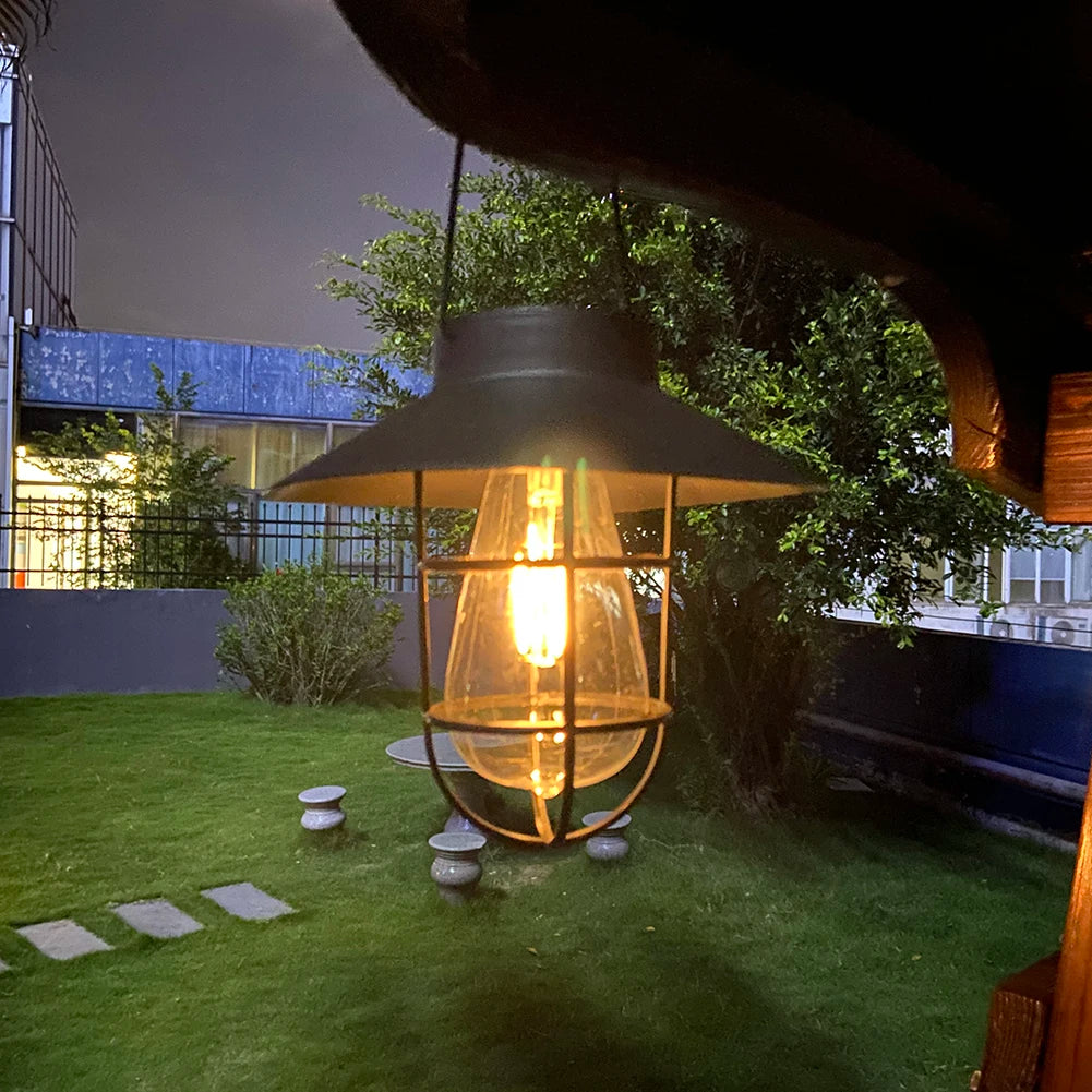 Vintage Solar Camping Lantern for Outdoor Decor