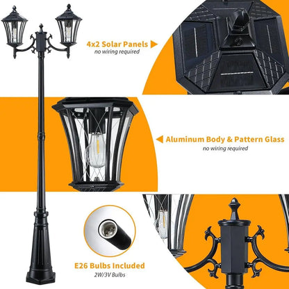 85 Inch Solar Lamp Post Outdoor Dusk to Dawn Garden Light