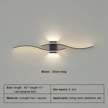 Modern LED Strip Wall Light TV Background Bedroom Living Room Lamp