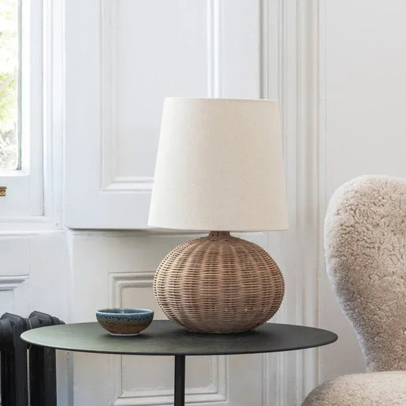Wabi Sabi Rattan Table Lamp for Warm Ambient Lighting