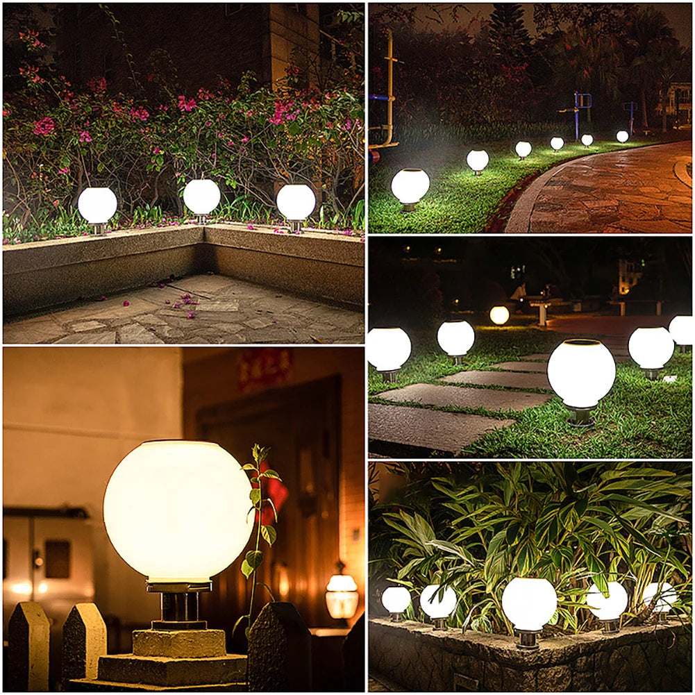Solar Globe Lamp Outdoor Garden Landscape Pillar Light