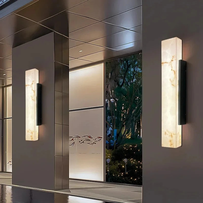 Modern Marble Outdoor Wall Light for Porches and Facades