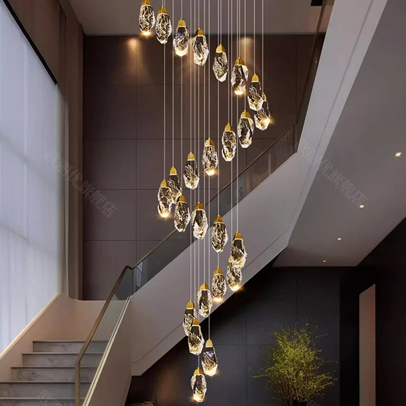 Modern Crystal Pendant Chandelier for High Ceilings