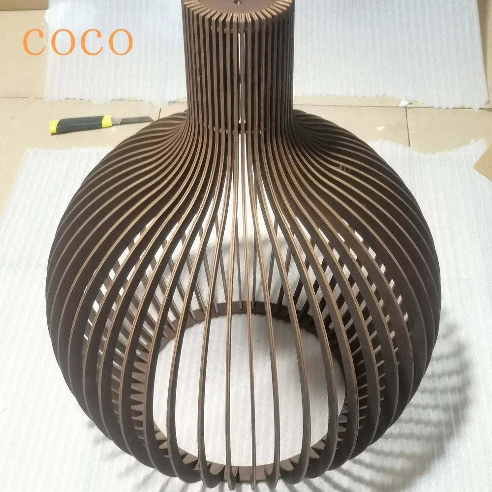 Solid Wood Cage Pendant Light Nordic Bamboo Hanging Lamp