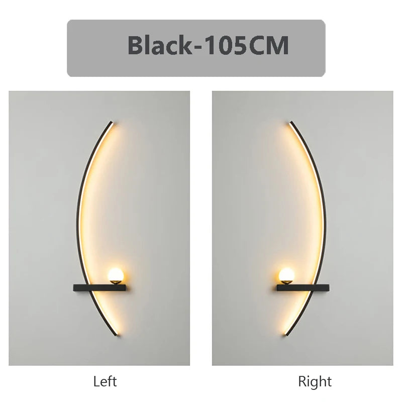 Modern Black LED Wall Light for Bedrooms and Hallways