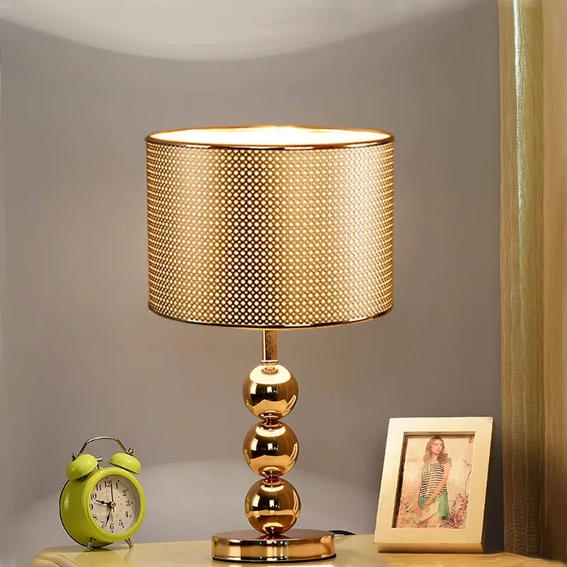 Modern Metallic Table Lamp – Gold/Silver Bedside Light with Soft Glow
