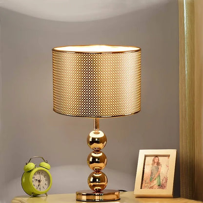 Modern Metallic Table Lamp – Gold/Silver Bedside Light with Soft Glow